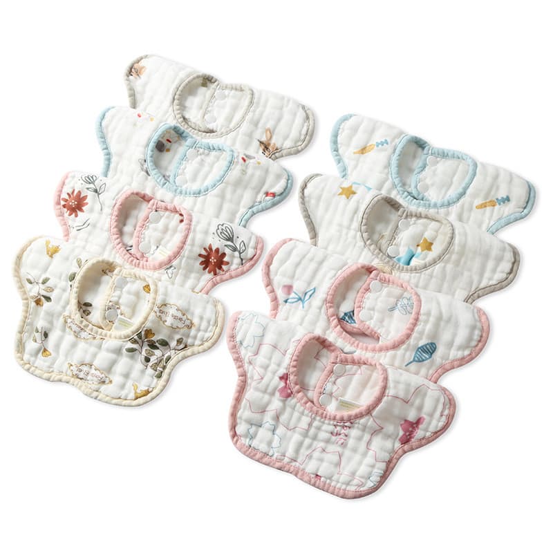 Babadores para Bebês - Pacote com 10 - Toalha Impermeável de Algodão 100% Premium com Design de Pétalas para Bebês e Cri