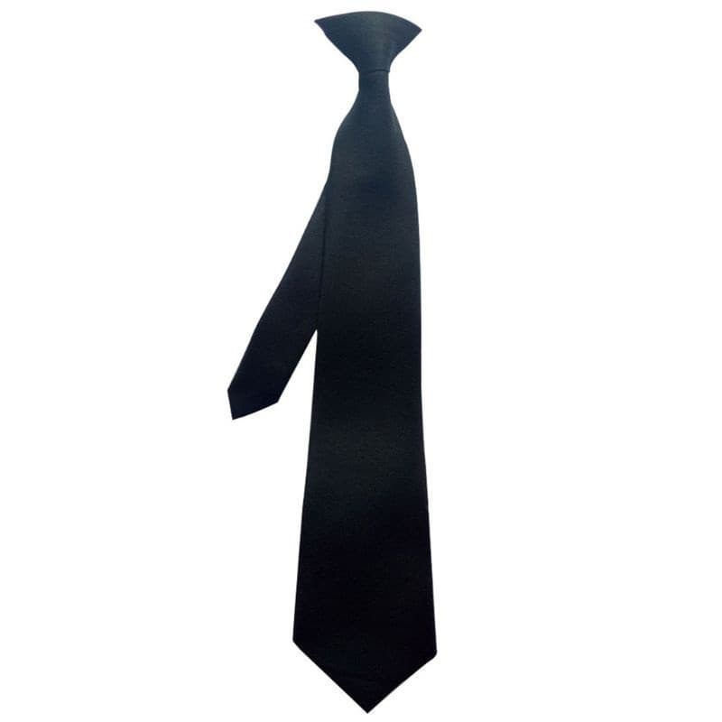 * 50x8cm Uniforme Masculino Sólido Cor Preta Imitação Seda Clip-On Gravatas Pré-Amarradas