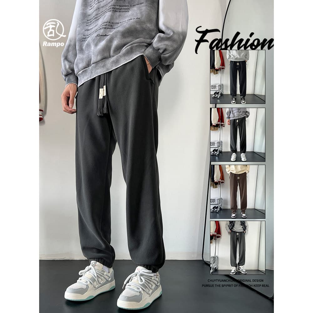 Forro de lã engrossado quente Leggings calças meninos inverno novas calças esportivas soltas na moda estilo americano ve