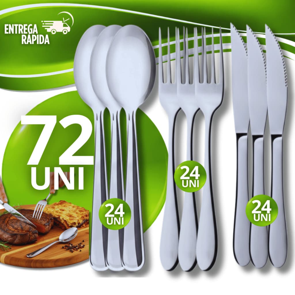 Talheres 72 Pçs 24 Garfos 24 Facas 24 Colher Faqueiro de Mesa Restaurantes Multifuncional Buffet