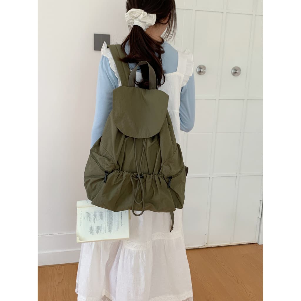 Ultra-leve lavado náilon Commuter mochila cordão simples diário All-Match portátil Casual estudante mochila