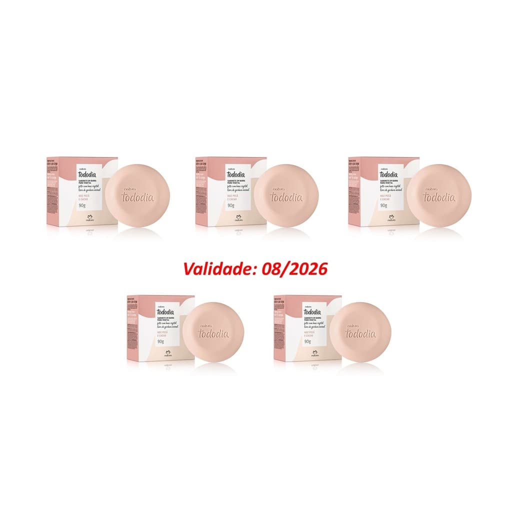 Kit Sabonete em Barra Puro Vegetal Tododia Noz Pecã e Cacau 90g cada (5UN)
