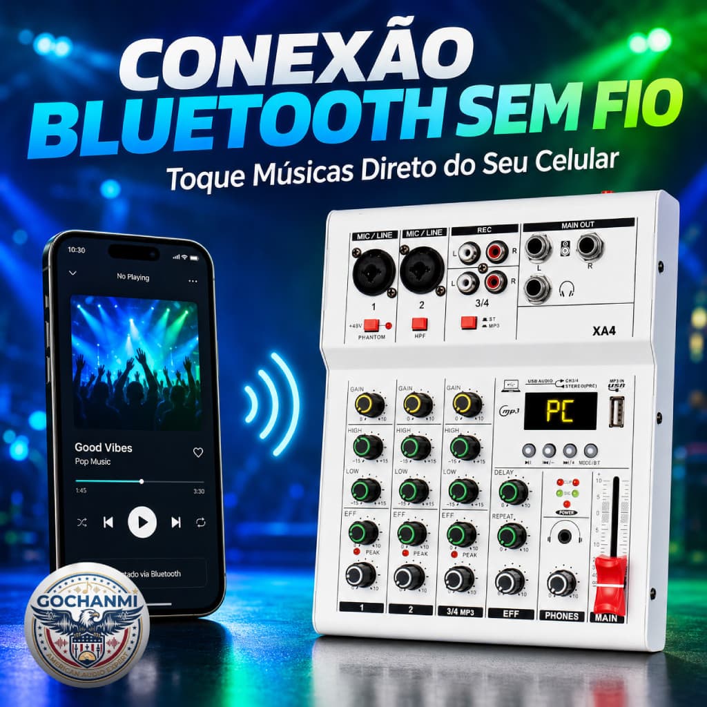 Mesa de Som XA4 Compacta Com Interface de Áudio USB Para PC Notebook