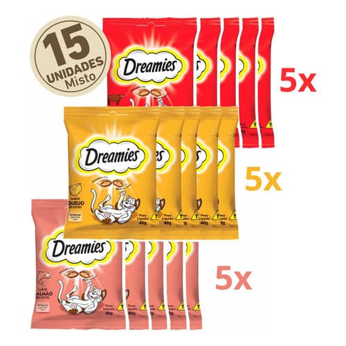 Petisco Dreamies Para Gatos Pacote Com 15 Sache Misto 600g