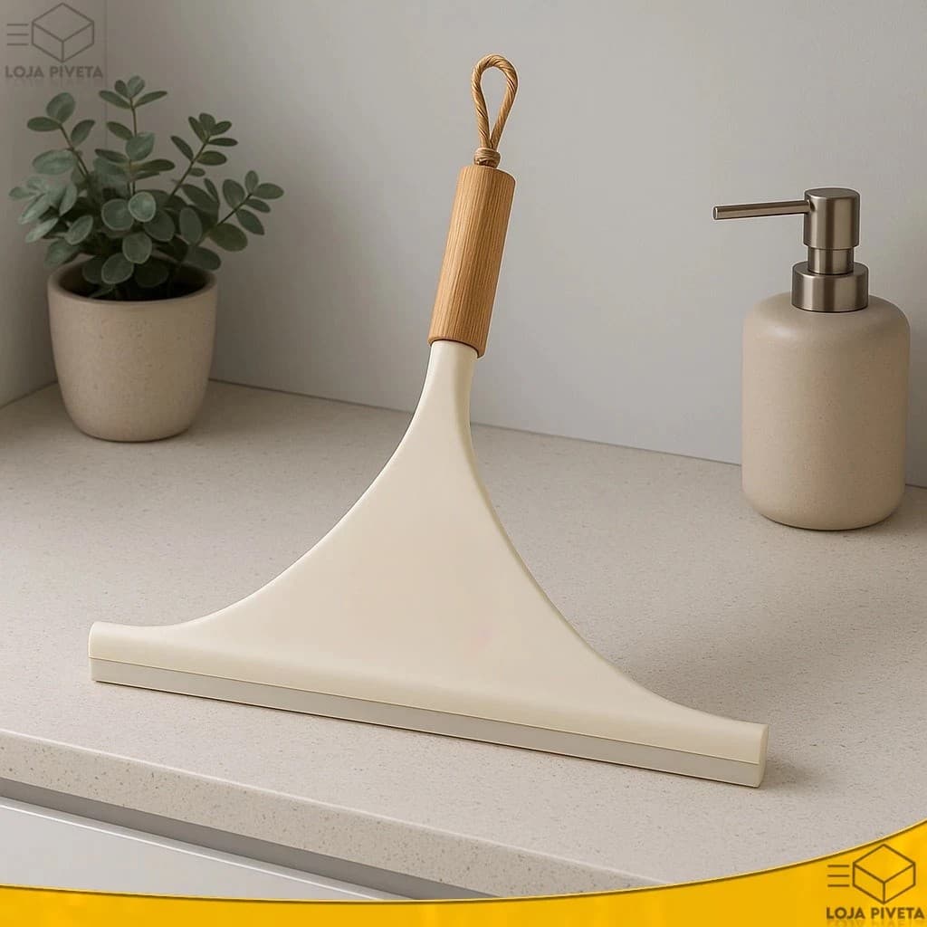 Rodinho de Pia Ecológico com Cabo de Bambu 24x23cm Rodo de Cozinha Balcão Premium Elegante