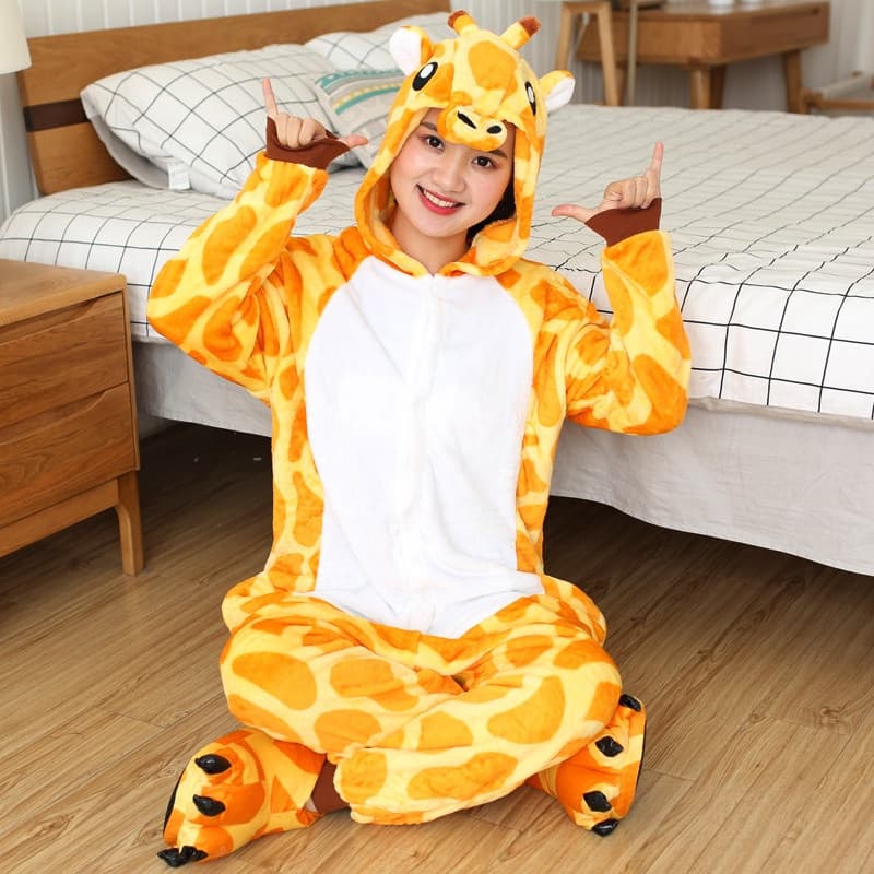 Kigurumi Giraffe Stitch Vaca Urso De Rã Cartoon Onesies Pijamas Sleepwear
