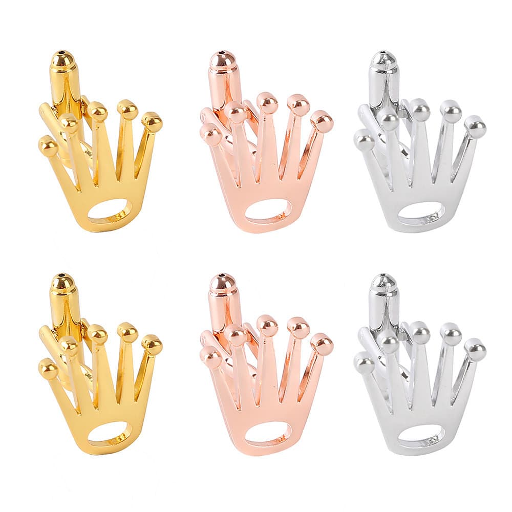 Abotoaduras de cobre com coroa criativa para roupas, abotoaduras para camisas de negócios francesas