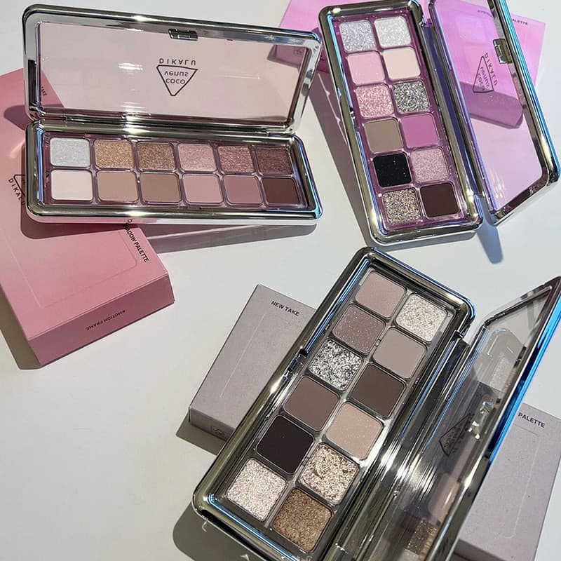 Paleta de sombras de 12 cores com diamante frio pequeno fumado Super quente perolado à prova d'água paleta de cimento mu