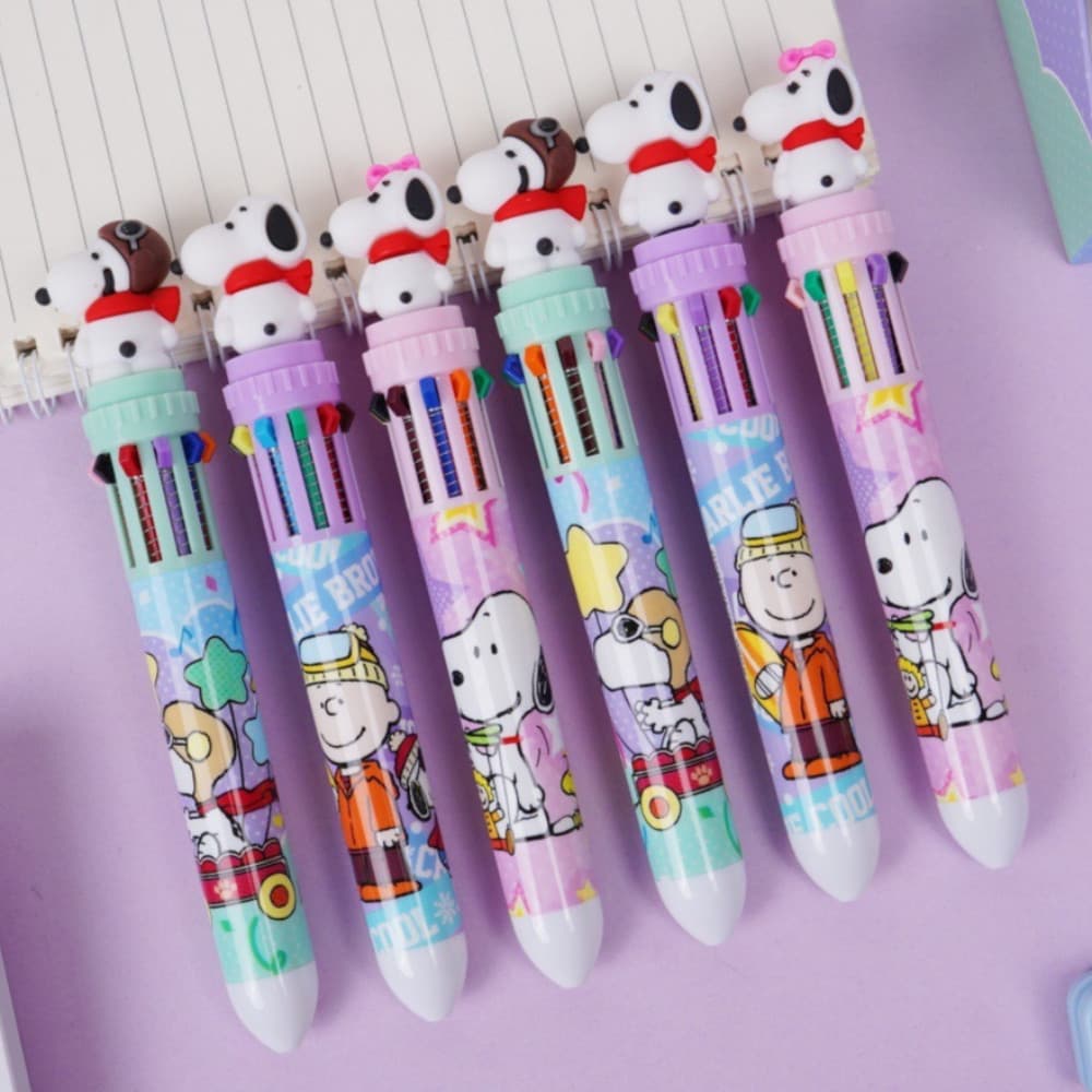 Snoopy Dez Cores Caneta Esferográfica Criativo Cão Boneca Estilo Mão Conta Estudante Colorida Papelaria