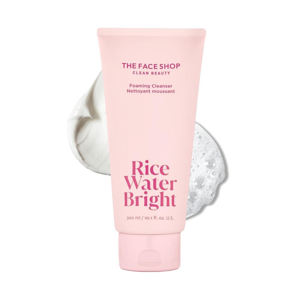 THE FACE SHOP Rice Water Bright Foaming Cleanser, Sabonete Facial Coreano Hidratante com Ceramidas, Limpeza Profunda dos