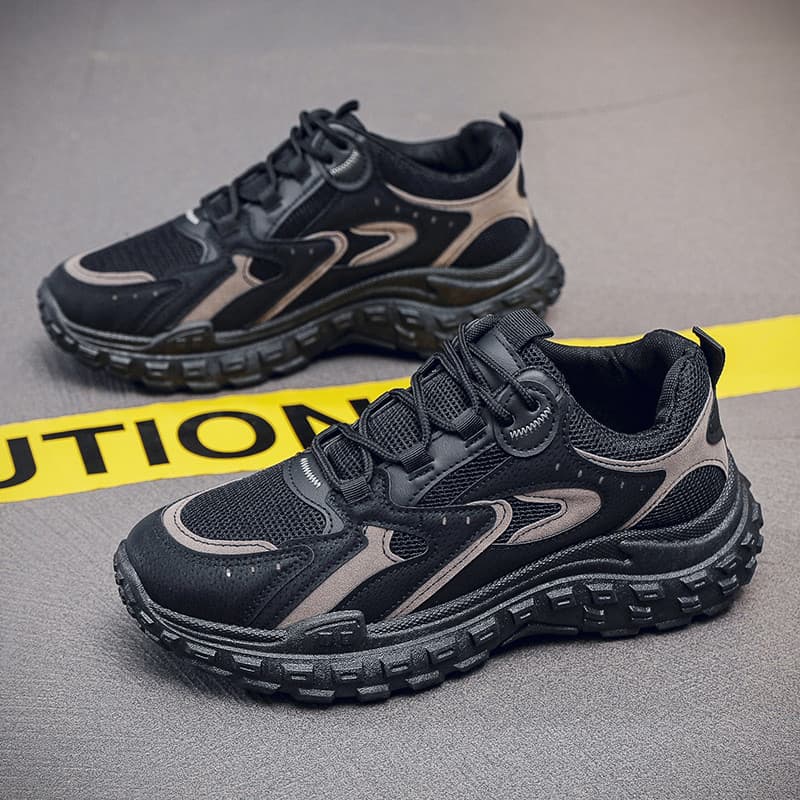 Sapatos masculinos verão malha respirável esportes casuais tênis de corrida pneu sola pai sapatos 2025 novo estilo adole