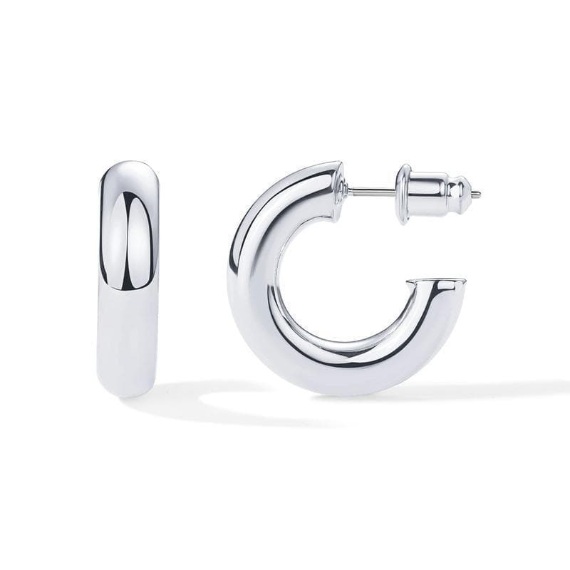 PAVOI 14K Gold Plated Lightweight Chunky Open Hoops Earrings for Women | Rhodium and Yellow Thick Infinity Gold Hoops Ea