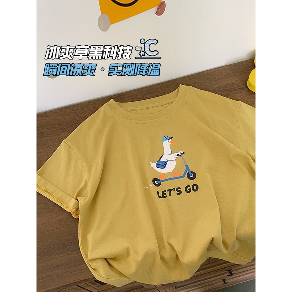 Tea Mom Roupas Infantis Verão Novo Estilo Meninos Cool Feeling Camiseta de Manga Curta Crianças Médias Roupas de Verão D