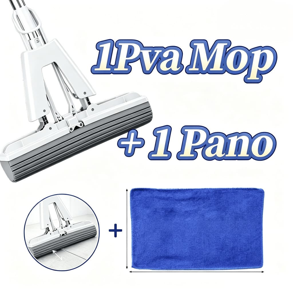 Mop Rodo Esponja PVA Original Alta Absorção Rodo Mágico Limpeza Completa Casa + Pano de Limpeza Grátis