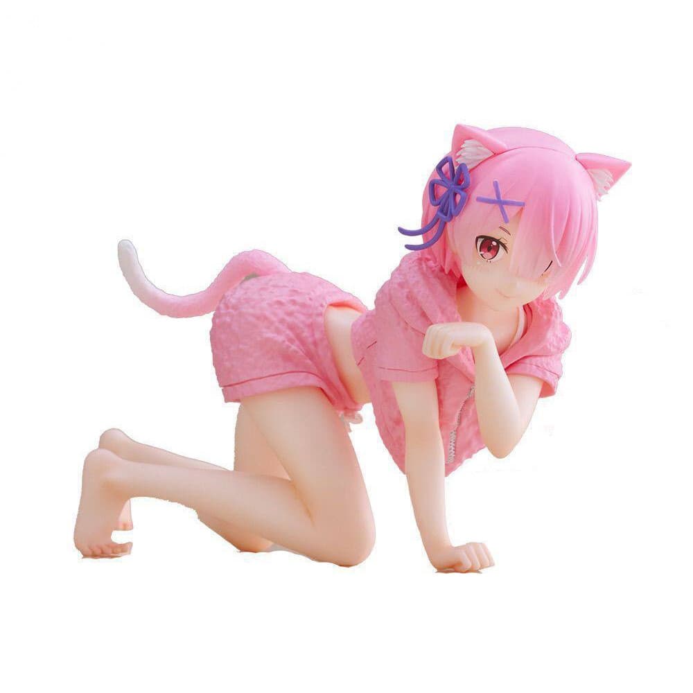 7CM Japão Anime Rem Ramu Figura Deitado Pose De Ação Bonito Gato Loli PVC Modelo Coleção Decorações De Mesa Brinquedos I