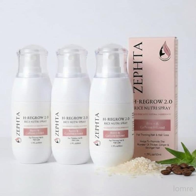 Spray De Crescimento Capilar Zephta H-Regrow – Com Água De Arroz , Biotina , Aloe Vera , Cafeína E Gengibre Produto Para