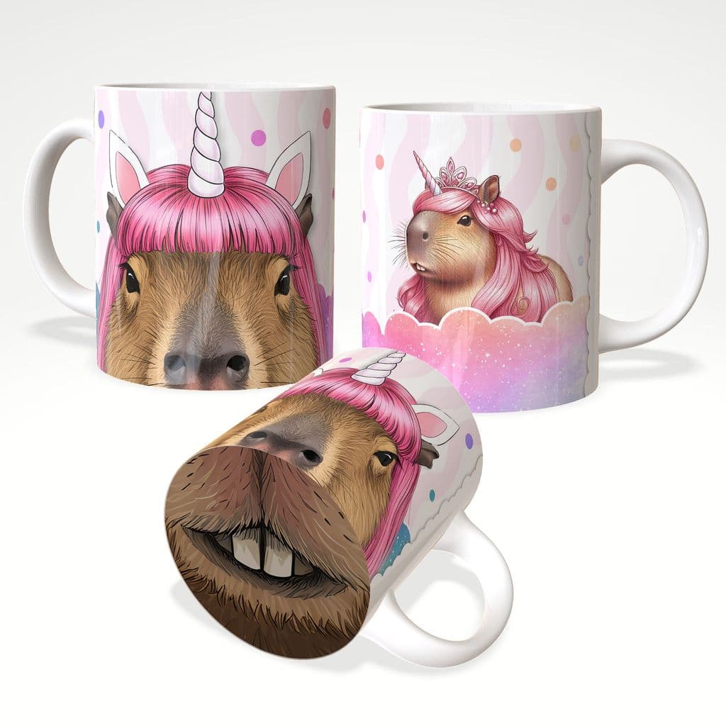 Caneca Bocão Capivara Fofa Engraçada Presente Criativo Porcelana 325ml – JURO