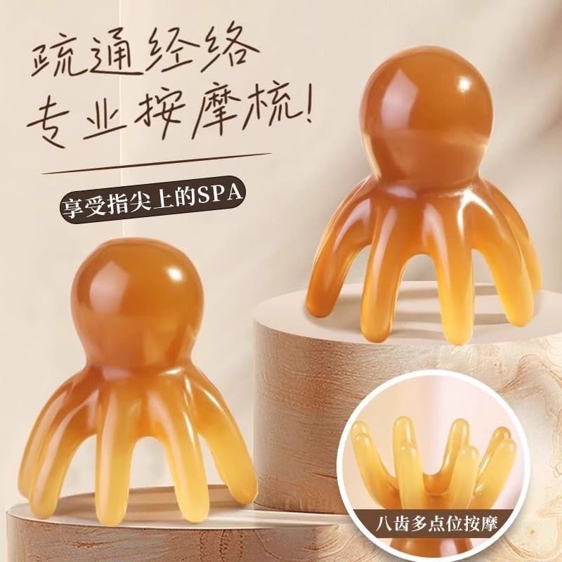 Polvo massagem pente cabeça meridiano massageador couro cabeludo acuponto tratamento de cabelo pente polvo portátil gran