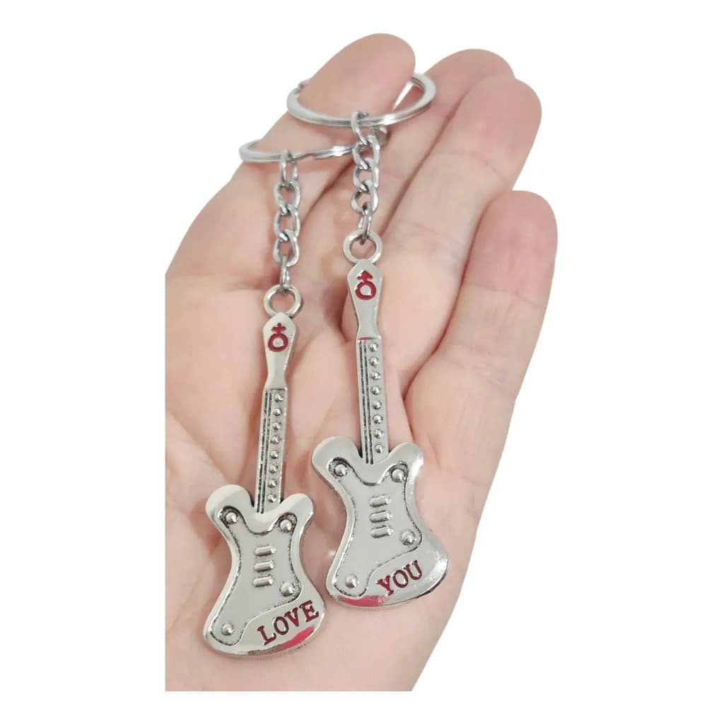2 Un Chaveiro Guitarra Baixo Música Presente Love You Metal