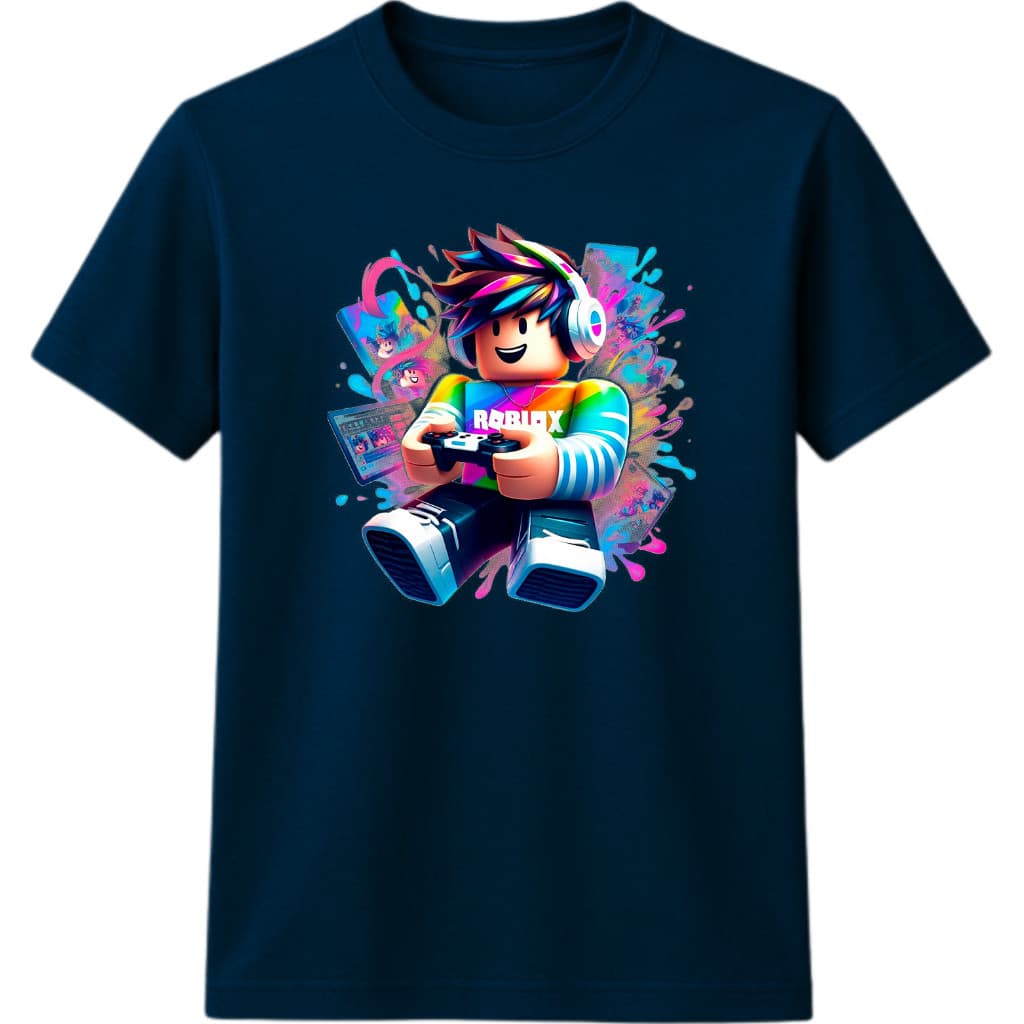 Camiseta Camisa Blusa Roblox Jogo Game Infantil Estampada Algodão Alta Qualidade Manga Curta Gola