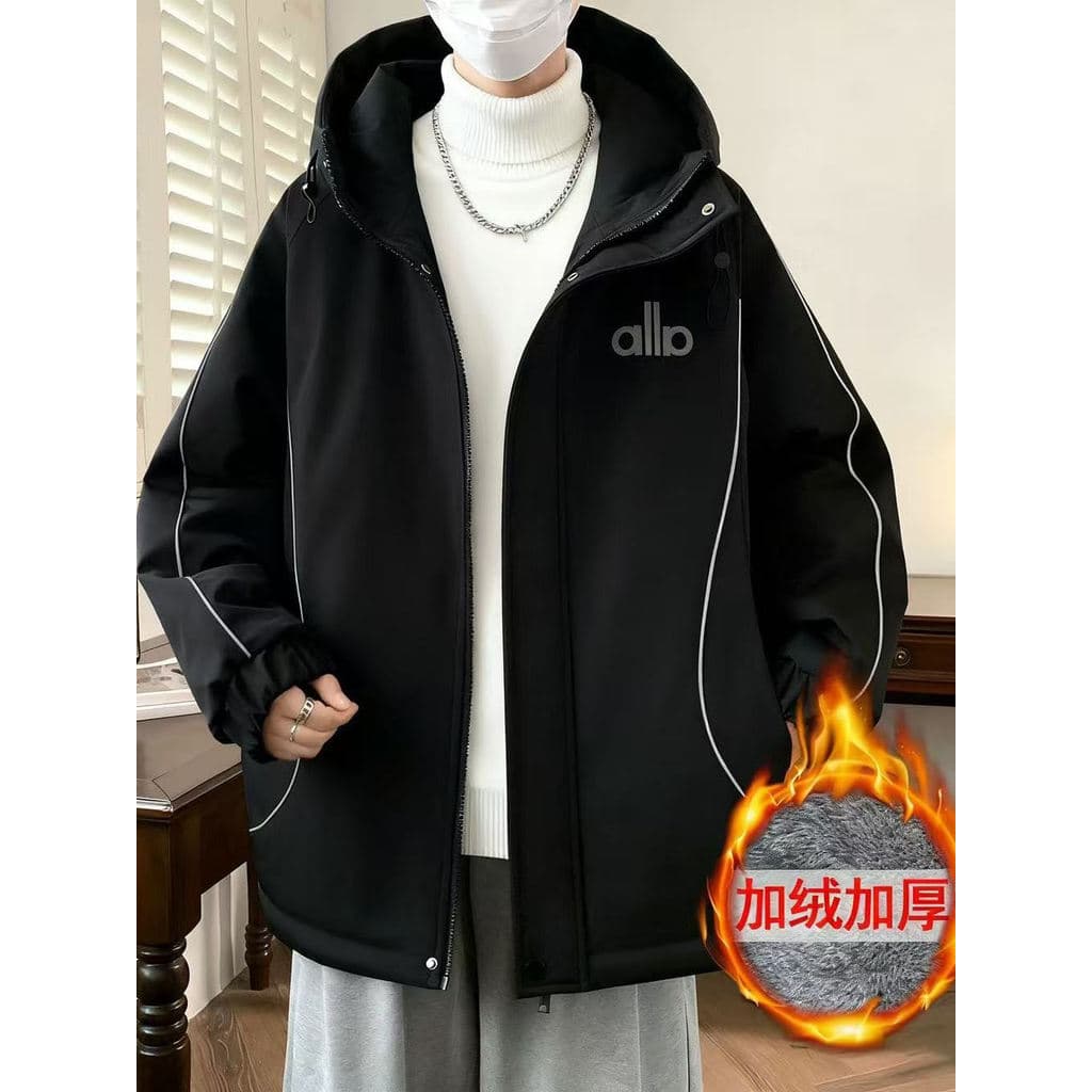 Roupas de inverno forro de lã engrossado jaqueta acolchoada de algodão masculino juventude com capuz Casual jaqueta acol