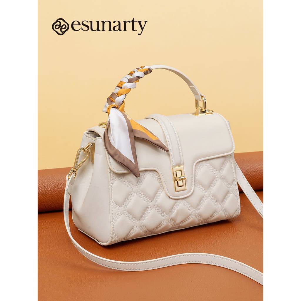 Bolsa feminina de couro genuíno 2026 novo estilo High-End losango portátil saco do mensageiro moda feminina de um ombro