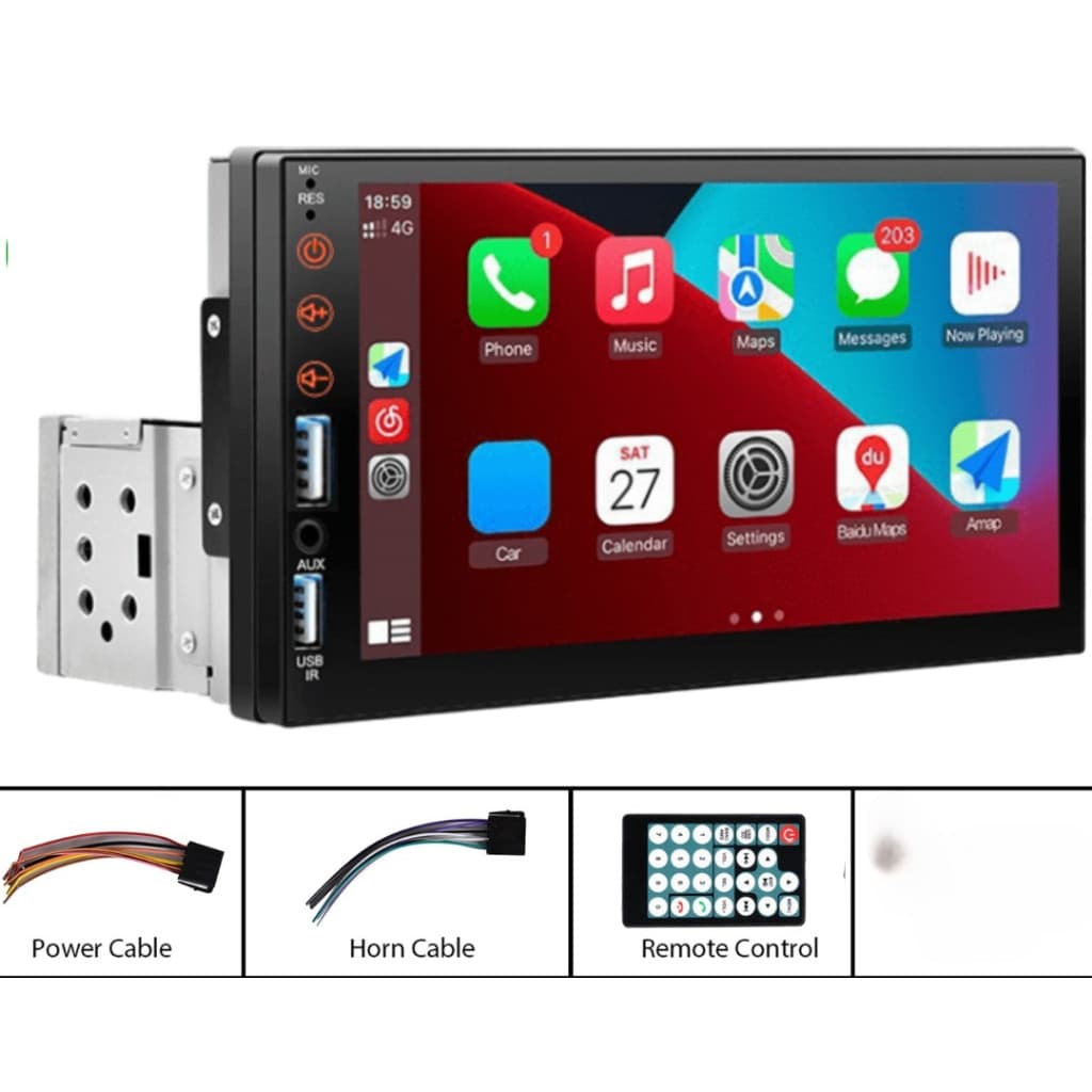 (Envio de SP) Central Multimidia Carplay e Android Auto MP5 6,9Pol 1 Din Espelhamento Bluetooth USB HD Touch Screen