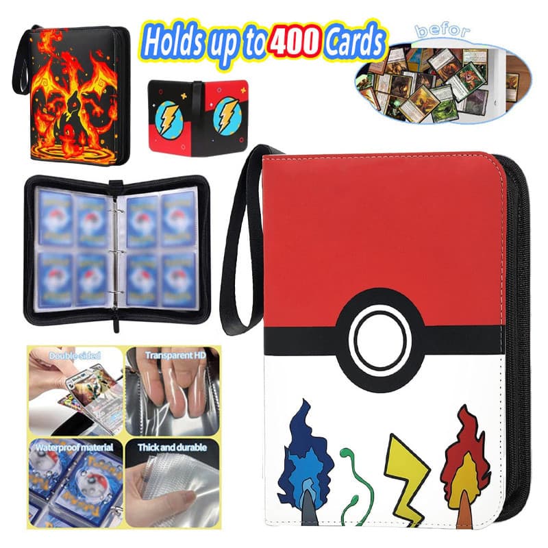 Álbum De Coleção De Cards Pokémon Com Zíper Comporta 400 Cards