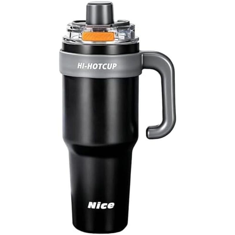 (Prata-Cerâmica Interna + Alça + Utensílio De Chá Independente + 3 Modos De Bebida) Copo Isolado De 40 Onças Com , Canec