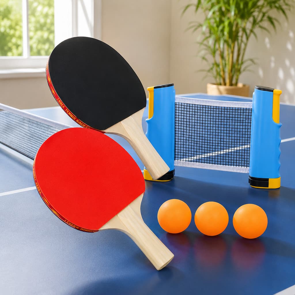 3 Bolinhas 2 Raquetes Kit Tênis De Mesa Ping Pong 1 Rede Retrátil portátil Armação de rede de ténis de mesa