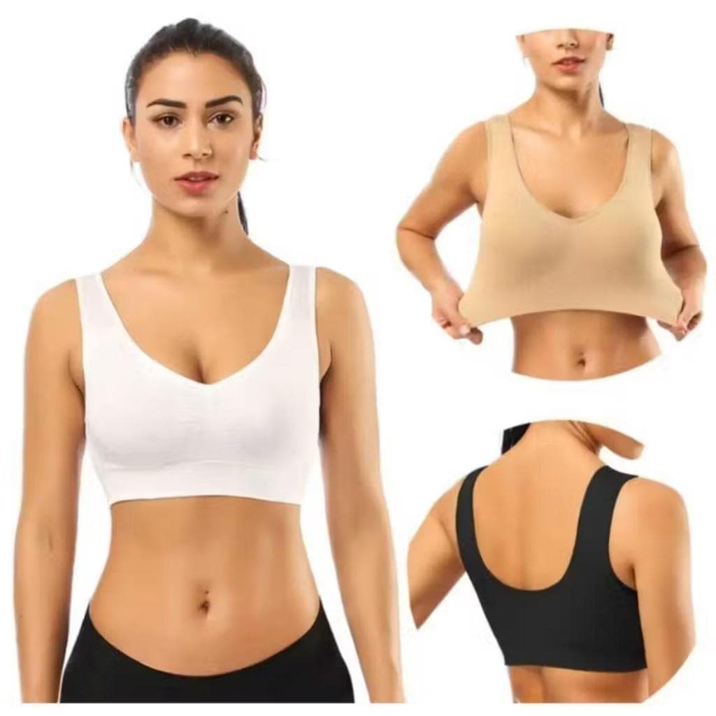 Kit 2 Top Feminino com Bojo Sem Costura Alça Larga Esportivo Confortável