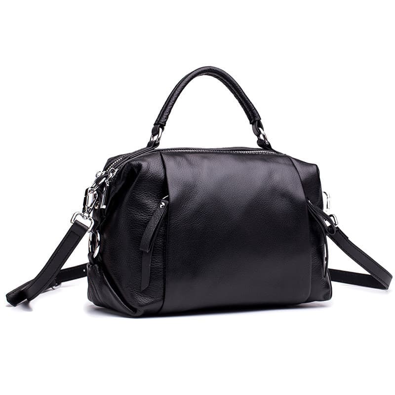Cor sólida elegante de três camadas com zíper bolsa de moedas de couro bolsa para celular feminina couro genuíno Cross-B