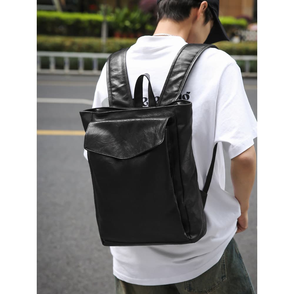 Simples textura de couro macio bolsa feminina mochila grande capacidade Casual único estudante saco de escola na moda ja