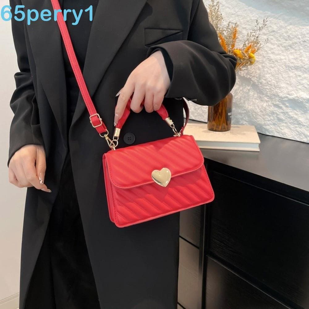PERRY1 Bolsa Quadrada Pequena , Design Simples , Textura Requintada , Com Trava De Coração , Mini De Ombro PU Para Trans