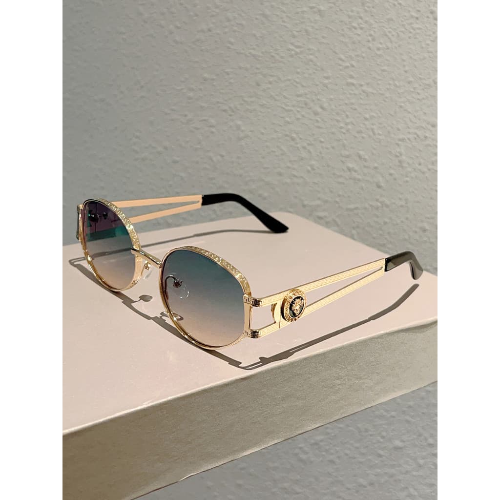 Nova moda Retro Metal Oval pequeno quadro óculos de sol das mulheres dos homens High-End sentir oco templos Anti-ultravi