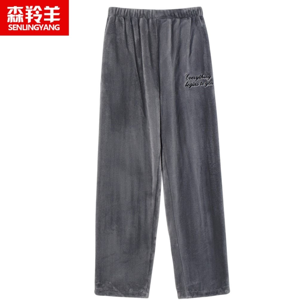 Outono inverno estilo Coral velo calças de pijama masculinas mais velo grosso Casual flanela calças de pai de meia-idade