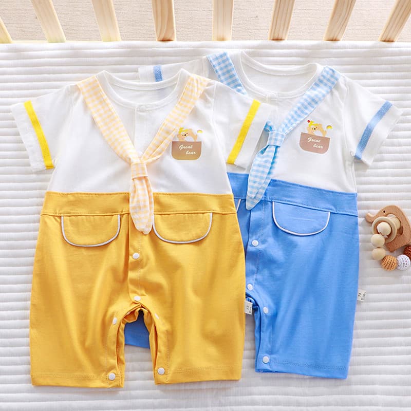 2026 novo estilo bebê menino macacão de manga curta verão roupas de bebê recém-nascido junho-dezembro estilo ocidental m