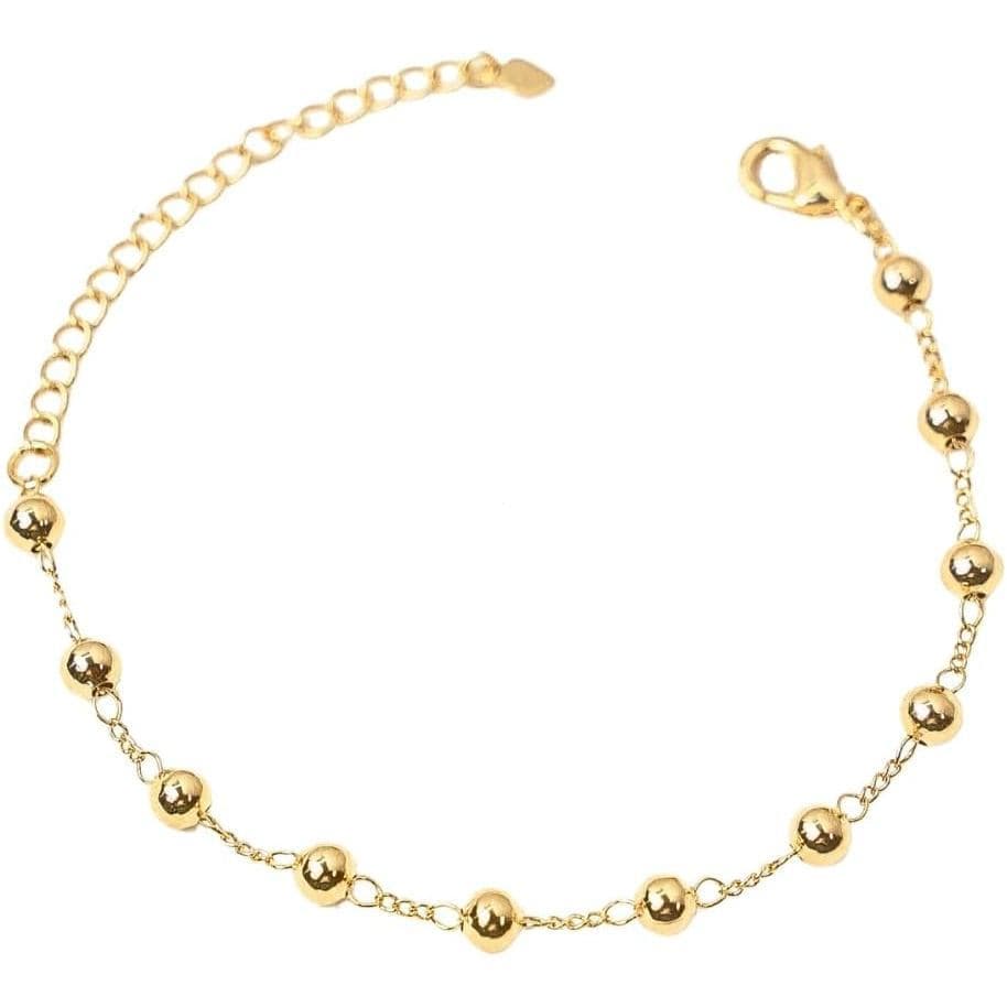 Pulseira esférica lisa feminina, meia joia, banhada a ouro 18K, adequada para presentes, adequada para várias ocasiões.