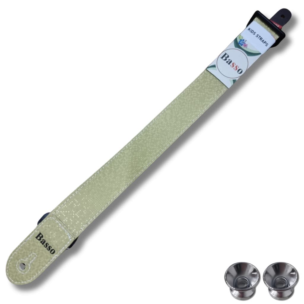 Kit Correia Infantil Violão 4cm Gold Holográfico + 2 Roldana