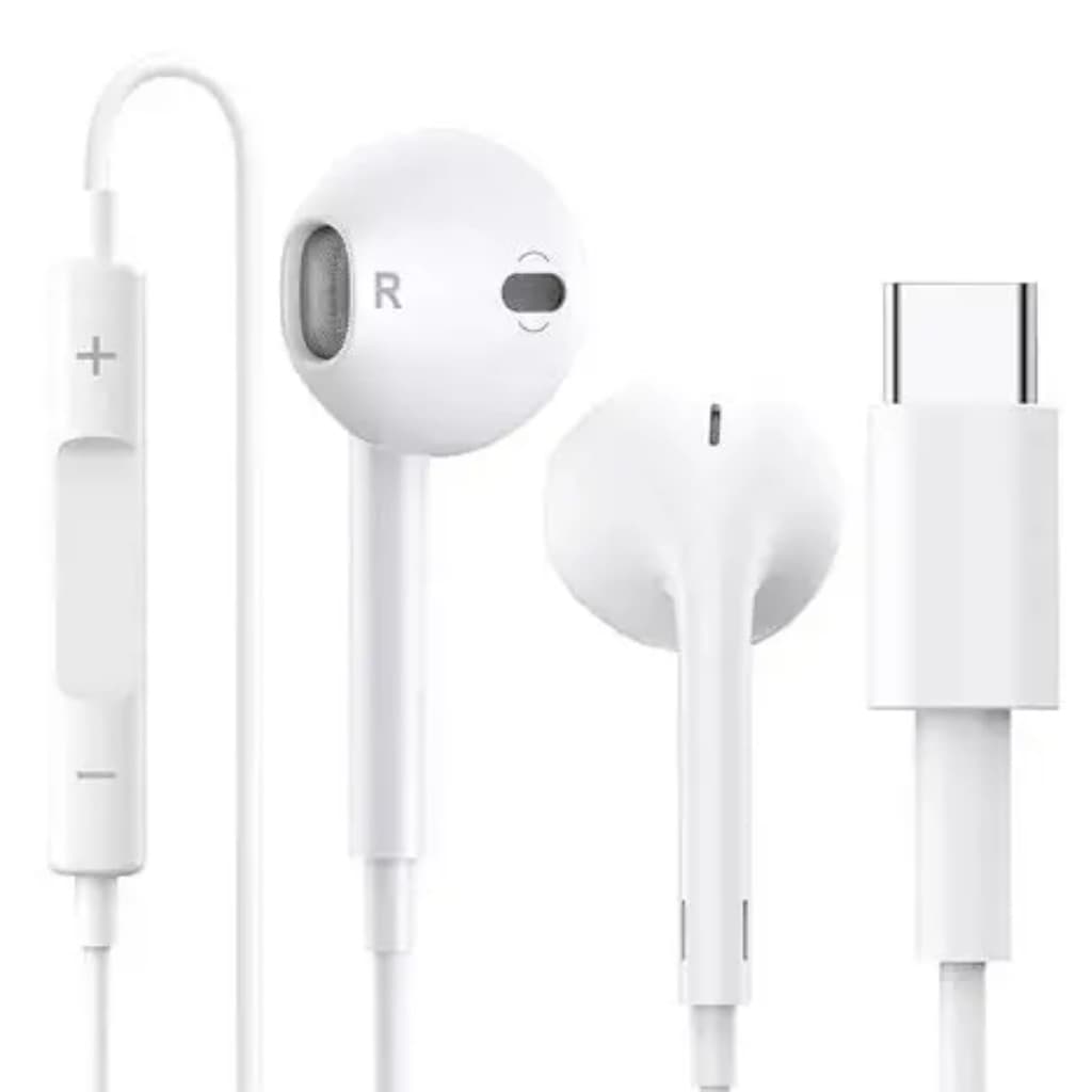 Fone Com Fio Tipo C Sem Borrachinha Som Limpo Super Potente Premium
