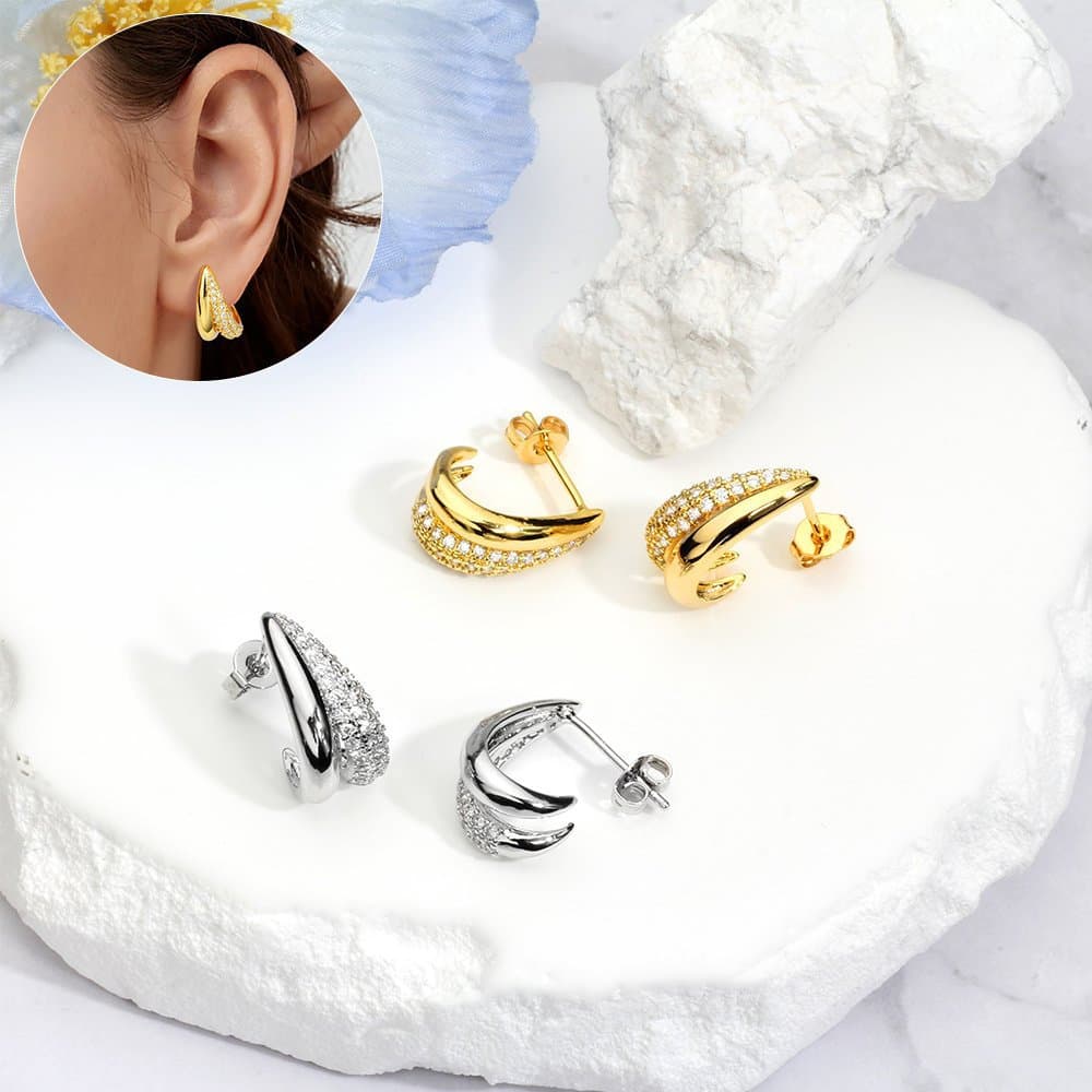 Brinco Femenino Delicado Folheado Platina Uma Fileira Zircônia Cravejada Luxo
