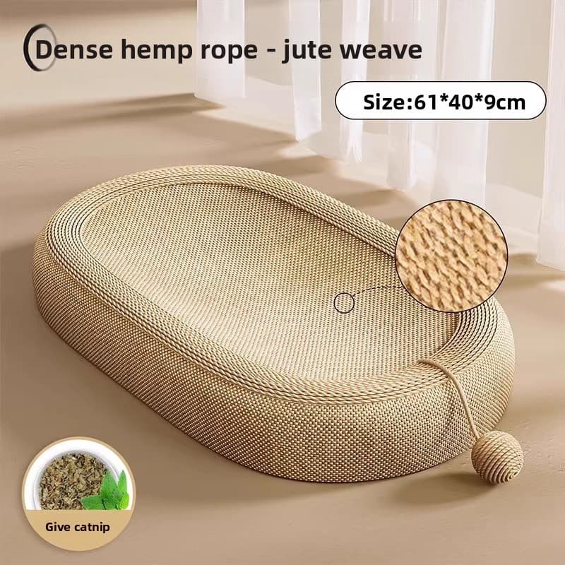 Sisal Oval gato Scratch Board ninho resistente ao desgaste não caspa gato garra-afiação Anti-sofá ferramenta útil