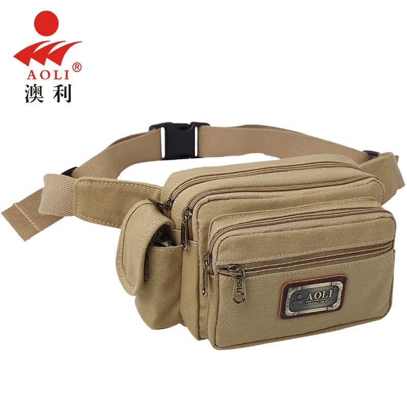 Bolsa de cintura masculina multifuncional bolsa de peito de lona Casual versão coreana na moda bolsa mensageiro de um om