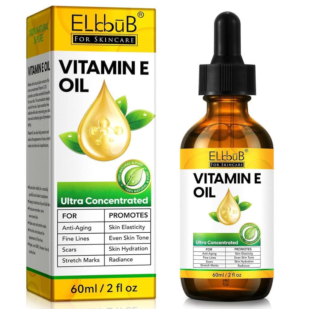 ELBBUB Óleo de Vitamina E Premium - Ultra Concentrado - Hidrata, Melhora a Aparência de Cicatrizes e Estrias, Hidratação