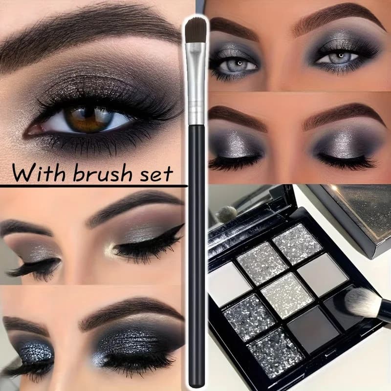 Paletas De Sombras Esfumaçadas Com Pincel Tons Foscos E Perolados Paleta De Pó Glitter De Longa Duração