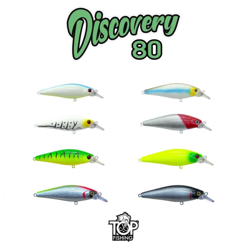 Kit 8/16 Iscas Artificias Top Fishing Discovery Meia Água 8 cm 10,5 gr Pesca Tucunaré Traíra Robalo