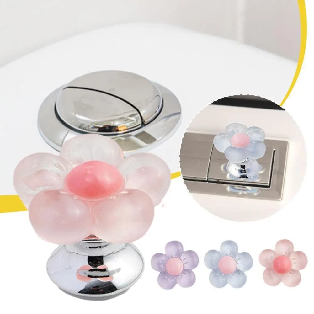 Botão de descarga para vaso sanitário em formato de flor, acessório especial para unhas compridas, universal N3D5