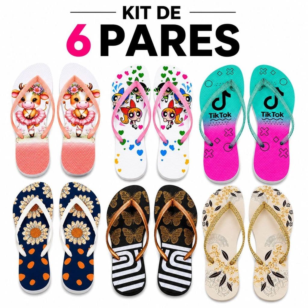 Kit 6 Chinelos Feminino Havaianas Aleatorio