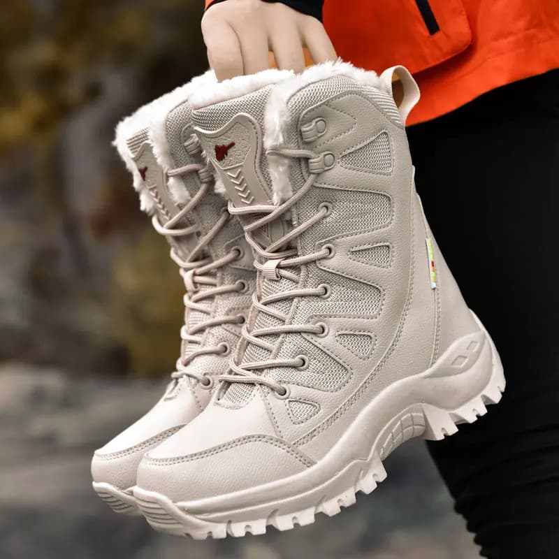 Botas de Neve de Inverno para Mulheres, Cano Alto, Quentes, Macias, Sola Grossa, Pelúcia, Antiderrapantes, Resistentes a