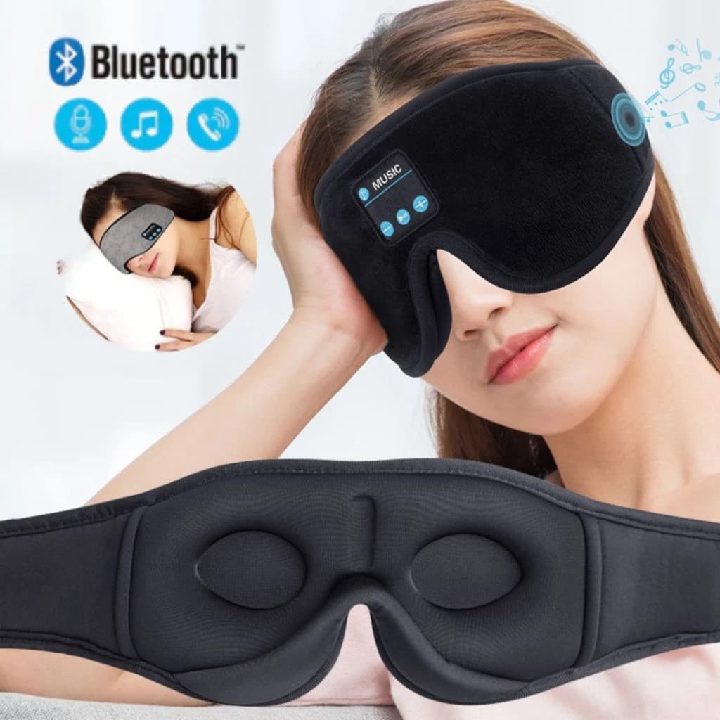 Máscara de Sono sem Fio com Fones Bluetooth – Ajustável, Macia e Perfeita para Dormir Melhor---WJ